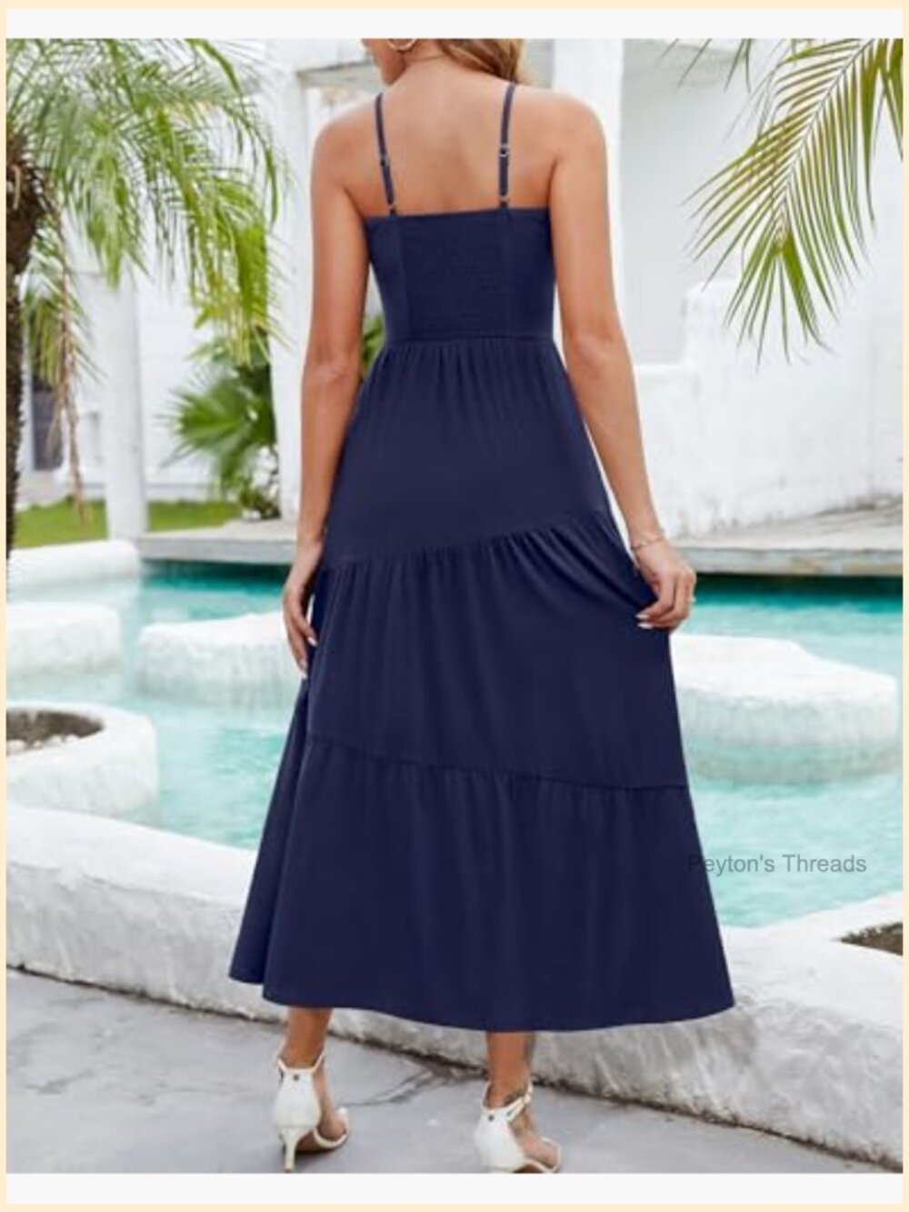 Sleeveless Spaghetti Strap Maxi Sundress with Pockets - Picture 3 of 7